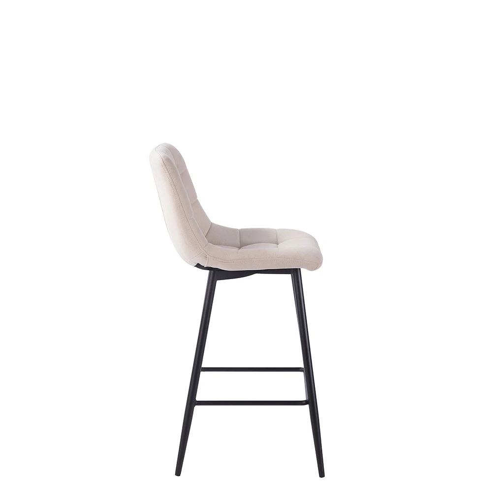 Chaise De Bar En Tissu Matelassé Blanc Ivoire - Lilly 3 Chaise De Bar En Tissu Matelassé Blanc Ivoire - Lilly – Image 3