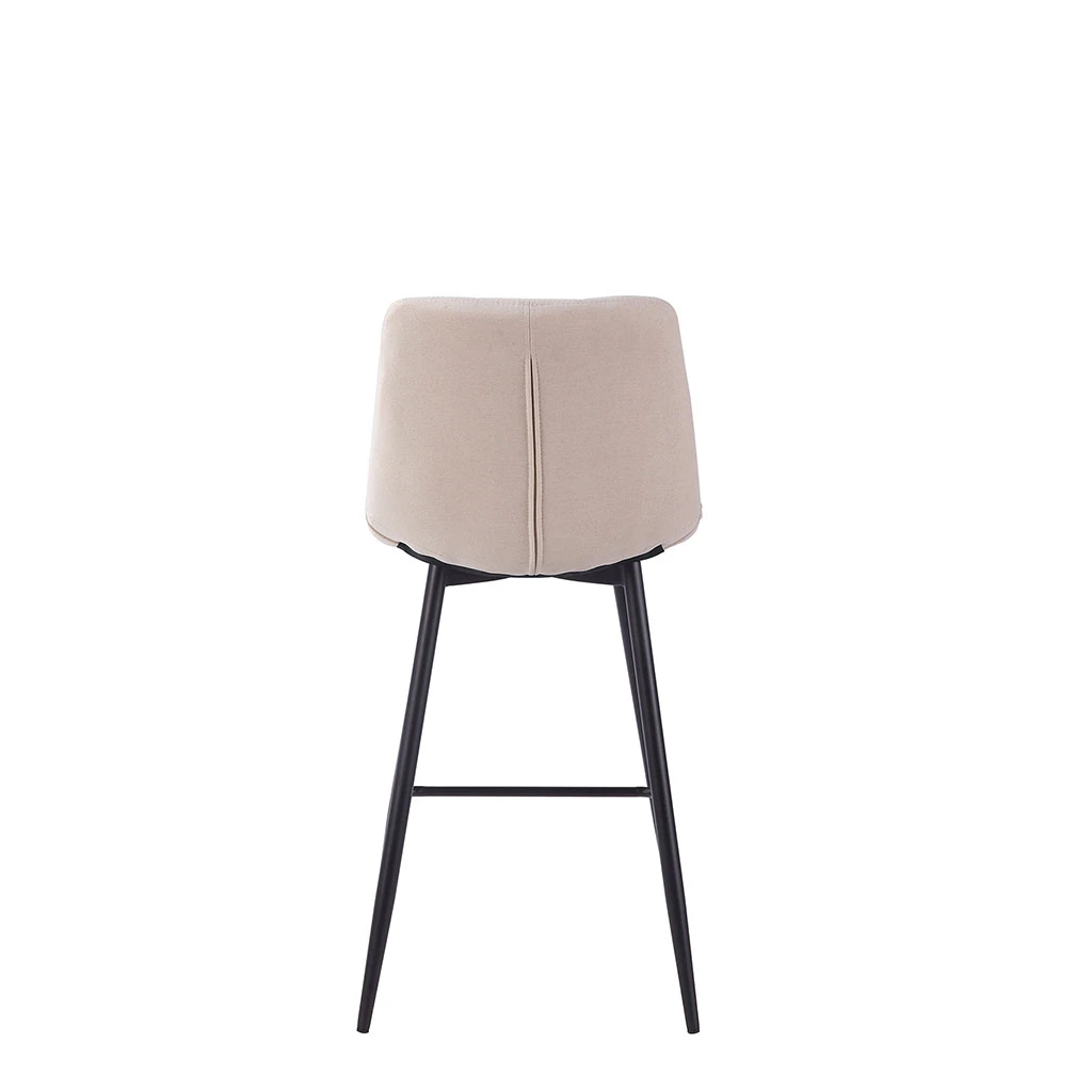 Chaise De Bar En Tissu Matelassé Blanc Ivoire - Lilly 4 Chaise De Bar En Tissu Matelassé Blanc Ivoire - Lilly – Image 4