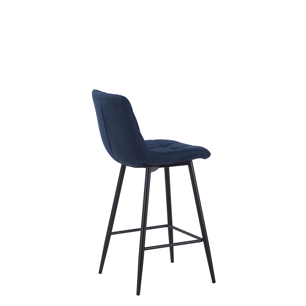 Chaise De Bar En Tissu Matelassé Bleu Marine - Lilly 4 Chaise De Bar En Tissu Matelassé Bleu Marine - Lilly – Image 4