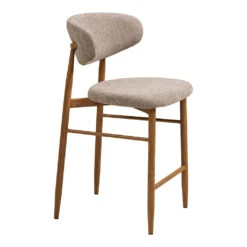 Chaise De Bar En Tissu Sable Et Métal Effet Chêne H65cm - Lena -Magasin Général Pour La Maison chaise de bar en tissu sable et metal effet chene h65cm lena 698139 698139 FRN03 WEB 1