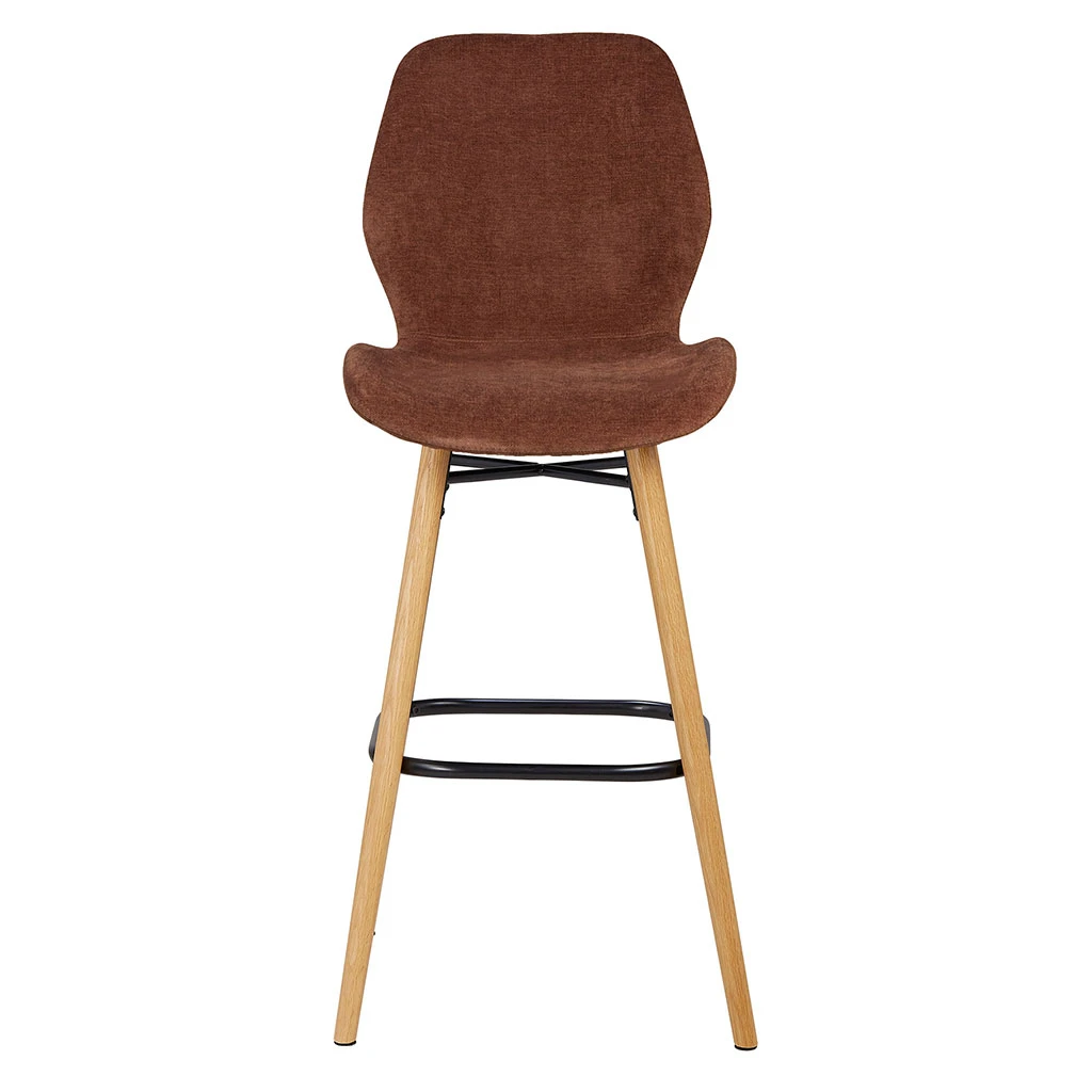 Chaise De Bar En Tissu Soft Touch Acajou H65cm - Keri 1 Chaise De Bar En Tissu Soft Touch Acajou H65cm - Keri