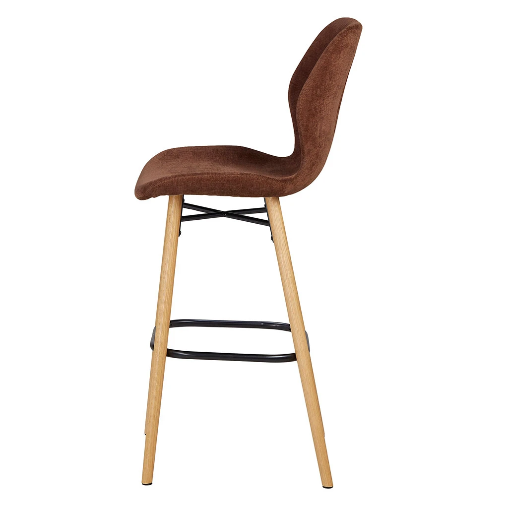 Chaise De Bar En Tissu Soft Touch Acajou H65cm - Keri 3 Chaise De Bar En Tissu Soft Touch Acajou H65cm - Keri – Image 3