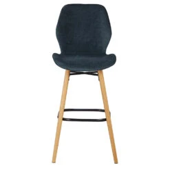 Chaise De Bar En Tissu Soft Touch Bleu Foncé H65cm - Keri