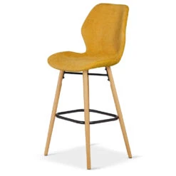 Chaise De Bar En Tissu Soft Touch Moutarde H65cm - Keri -Magasin Général Pour La Maison chaise de bar en tissu soft touch moutarde h65cm keri 649285 649285 FRN05 WEB