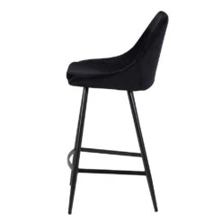 Chaise De Bar En Velours Côtelé Noir H75cm - Ben -Magasin Général Pour La Maison chaise de bar en velour noir ben 630372 630372 FRN03 WEB 1