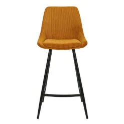 Chaise De Bar En Velours Côtelé Jaune Curry H67cm - Ben