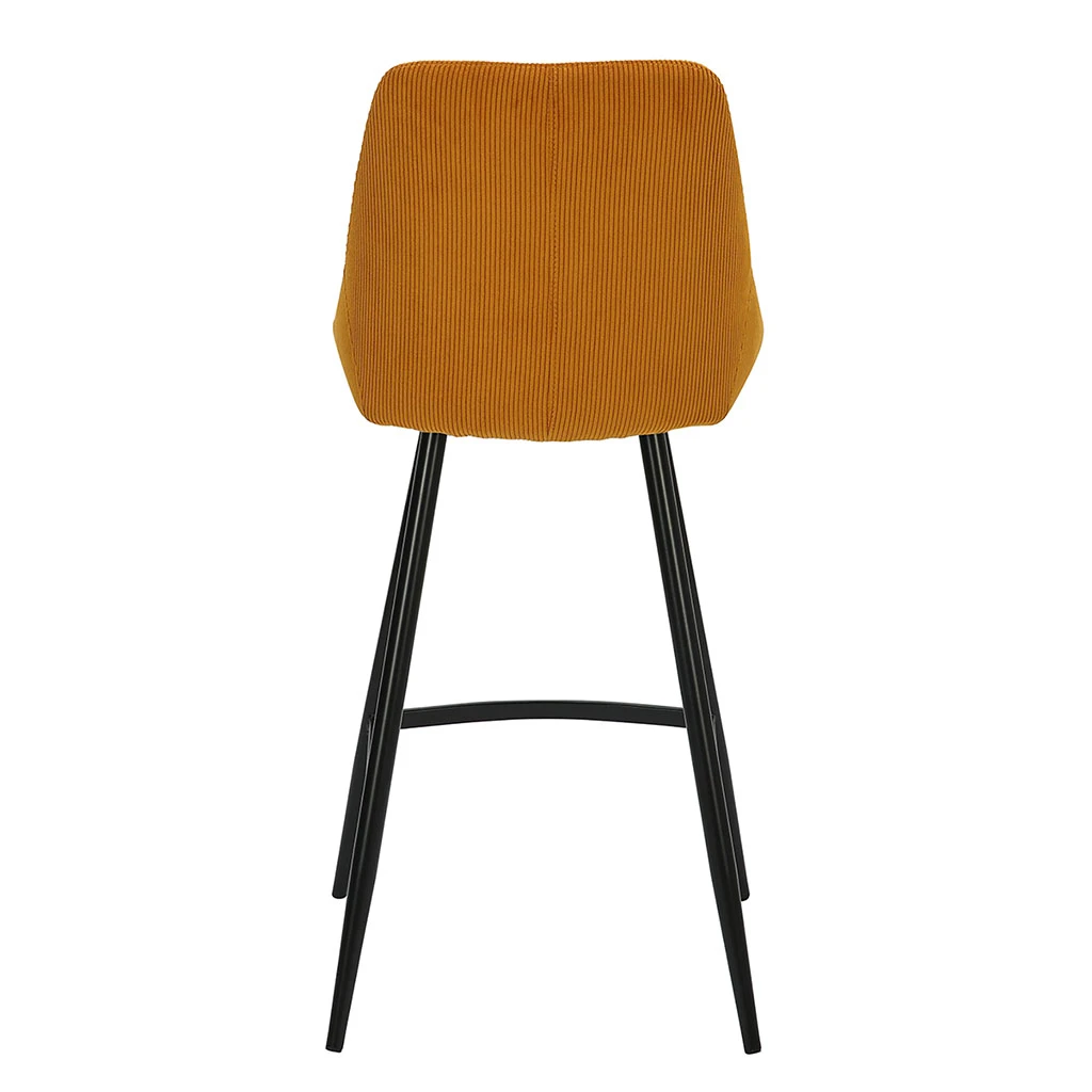 Chaise De Bar En Velours Côtelé Jaune Curry H67cm - Ben 6 Chaise De Bar En Velours Côtelé Jaune Curry H67cm - Ben – Image 6