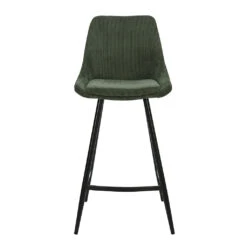 Chaise De Bar En Velours Côtelé Vert Sapin H67cm - Ben
