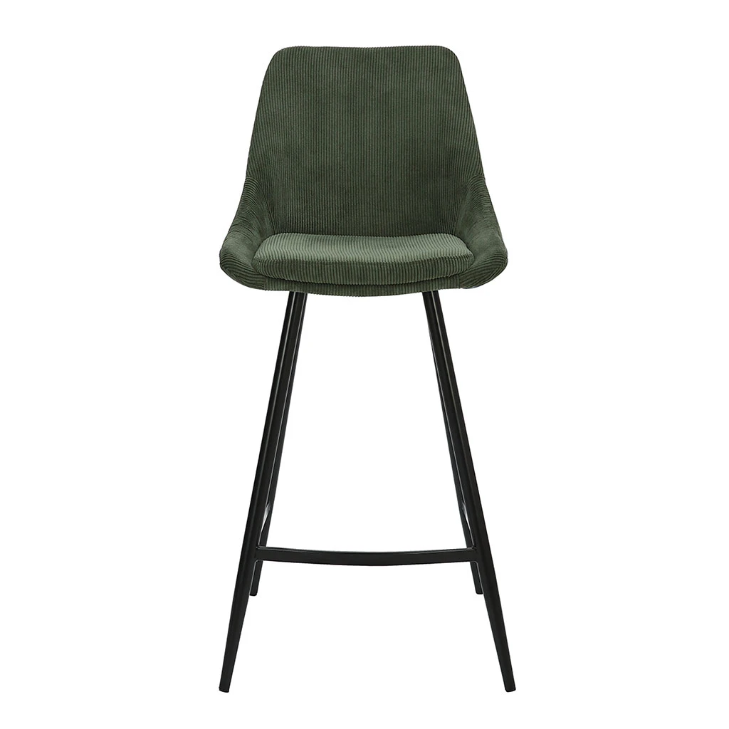 Chaise De Bar En Velours Côtelé Vert Sapin H67cm - Ben 1 Chaise De Bar En Velours Côtelé Vert Sapin H67cm - Ben