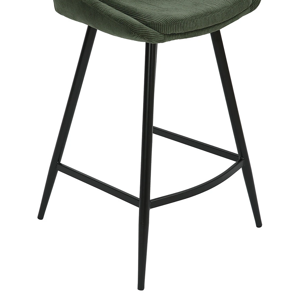 Chaise De Bar En Velours Côtelé Vert Sapin H67cm - Ben 5 Chaise De Bar En Velours Côtelé Vert Sapin H67cm - Ben – Image 5