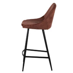 Chaise De Bar En Velours Marron H67cm - Ben -Magasin Général Pour La Maison chaise de bar en velours marron h67cm ben 623162 623162 FRN03 WEB