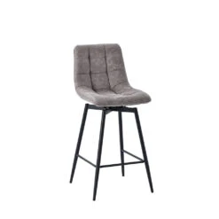 Chaise De Bar Pivotante En Microfibre Matelassé Taupe - Lilly