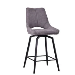 Chaise De Bar Pivotante En Tissu Gris - Stockholm