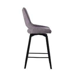 Chaise De Bar Pivotante En Tissu Gris - Stockholm -Magasin Général Pour La Maison chaise de bar pivotante en tissu gris stockholm 689338 689338 FRN03 WEB