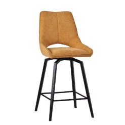 Chaise De Bar Pivotante En Tissu Jaune - Stockholm