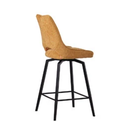 Chaise De Bar Pivotante En Tissu Jaune - Stockholm -Magasin Général Pour La Maison chaise de bar pivotante en tissu jaune stockholm 689334 689334 FRN05 WEB