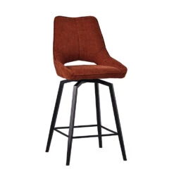 Chaise De Bar Pivotante En Tissu Terracotta - Stockholm