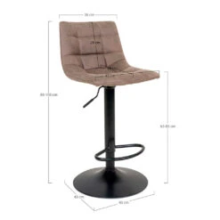 Chaise De Bar Pivotante Réglable H61/82cm En Tissu Brun - Mikel -Magasin Général Pour La Maison chaise de bar pivotante reglable h61 82cm en tissu brun mikel 698121 698121 FRN03 WEB 1