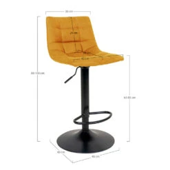 Chaise De Bar Pivotante Réglable H61/82cm En Tissu Moutarde - Mikel -Magasin Général Pour La Maison chaise de bar pivotante reglable h61 82cm en tissu moutarde mikel 698 698123 FRN03 WEB 1