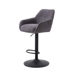Unique Chaise De Bar Pivotante Réglable H69/84cm En Tissu Graphite - Avola