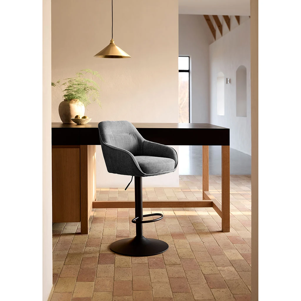 Unique Chaise De Bar Pivotante Réglable H69/84cm En Tissu Graphite - Avola 6 Unique Chaise De Bar Pivotante Réglable H69/84cm En Tissu Graphite - Avola – Image 6