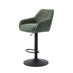Unique Chaise De Bar Pivotante Réglable H69/84cm En Tissu Vert Forêt - Avola