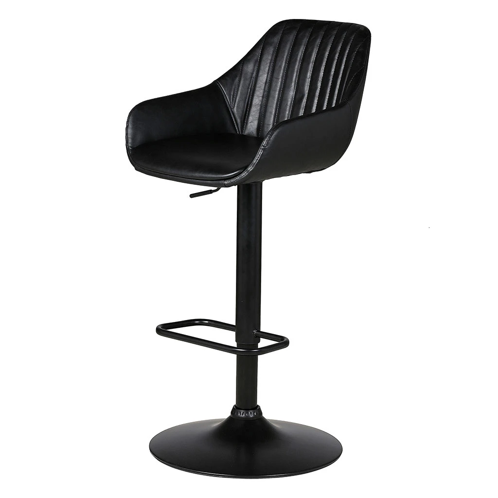 Chaise De Bar Pivotante Réglable H62/83cm Effet Cuir Noir - Moss 2 Chaise De Bar Pivotante Réglable H62/83cm Effet Cuir Noir - Moss – Image 2