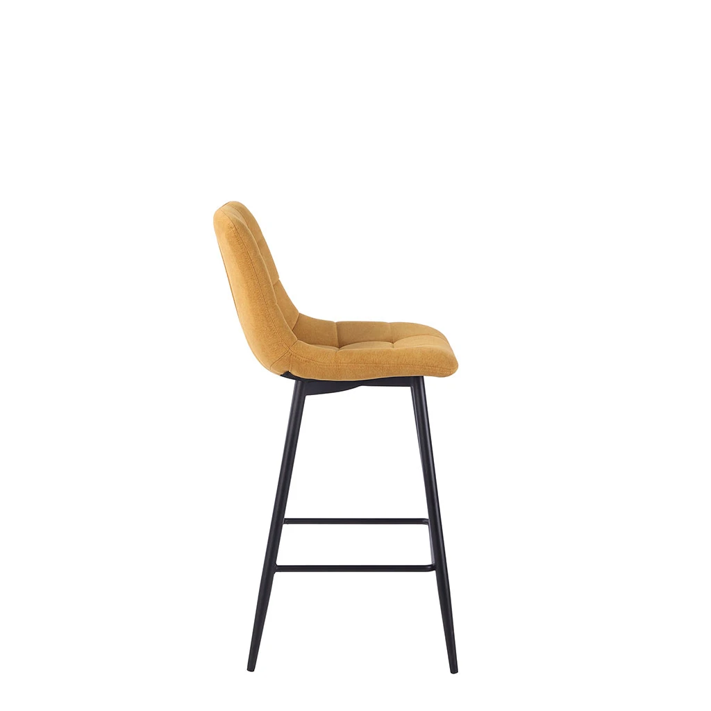 Chaise De Bar Tissu Matelassé Moutarde - Lilly 3 Chaise De Bar Tissu Matelassé Moutarde - Lilly – Image 3