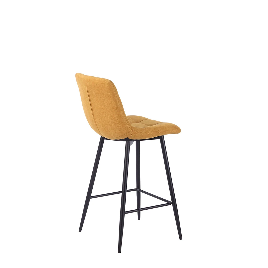 Chaise De Bar Tissu Matelassé Moutarde - Lilly 5 Chaise De Bar Tissu Matelassé Moutarde - Lilly – Image 5