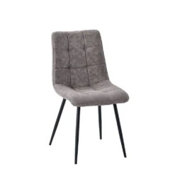 Chaise De Salle à Manger En Microfibre Matelassé Taupe - Lilly