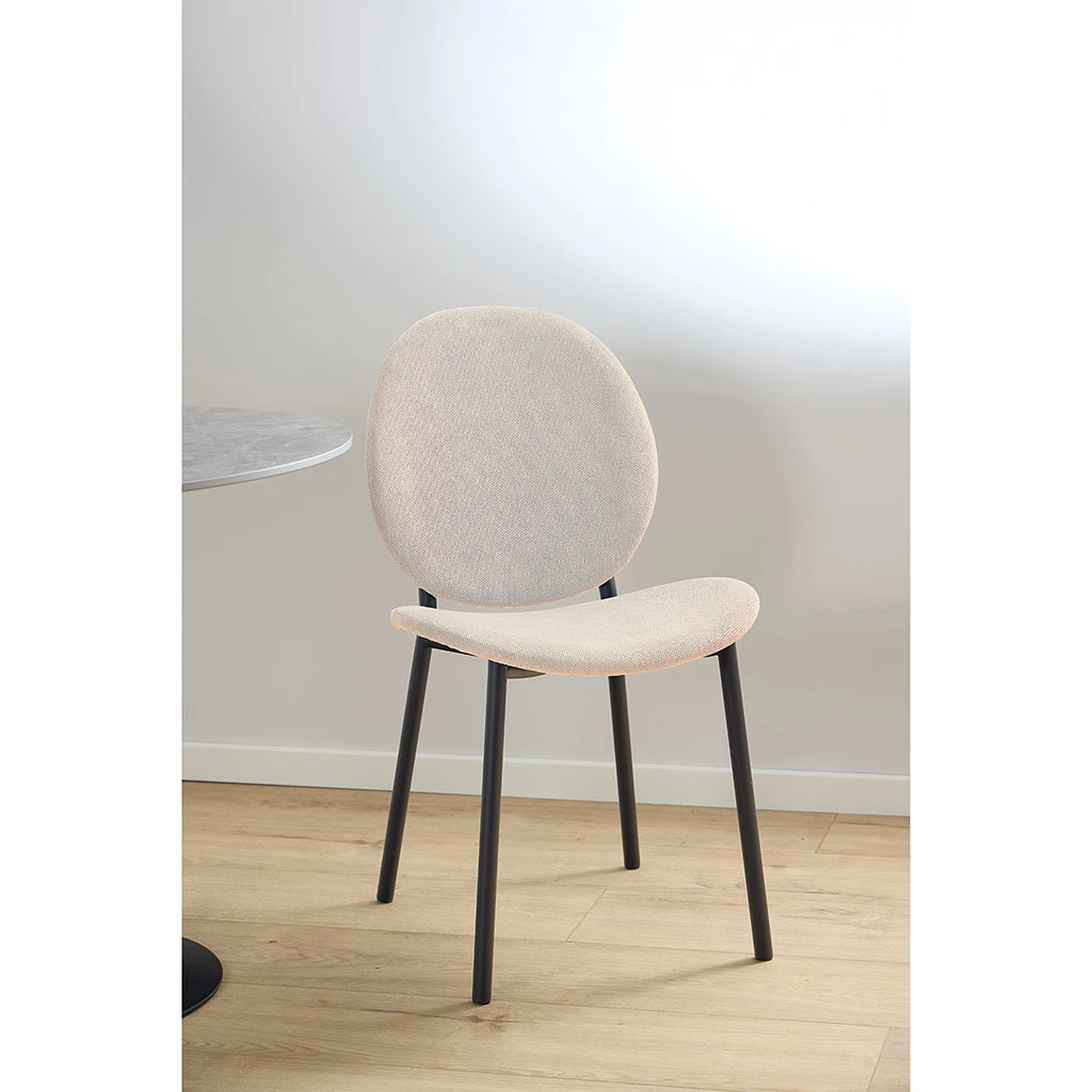 Chaise De Salle à Manger En Tissu Beige - Caso 2 Chaise De Salle à Manger En Tissu Beige - Caso – Image 2