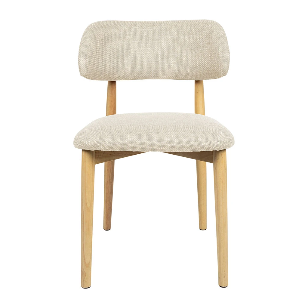 Chaise De Salle à Manger En Tissu Beige Et Hévéa - Elsy 1 Chaise De Salle à Manger En Tissu Beige Et Hévéa - Elsy