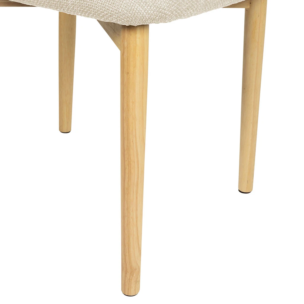 Chaise De Salle à Manger En Tissu Beige Et Hévéa - Elsy 4 Chaise De Salle à Manger En Tissu Beige Et Hévéa - Elsy – Image 4