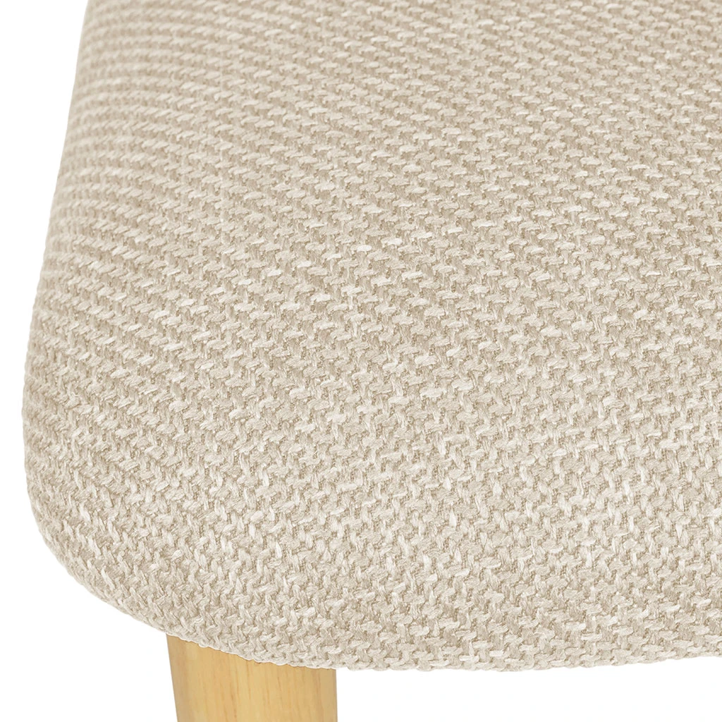 Chaise De Salle à Manger En Tissu Beige Et Hévéa - Elsy 6 Chaise De Salle à Manger En Tissu Beige Et Hévéa - Elsy – Image 6