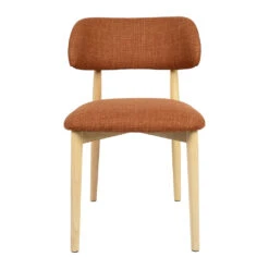 Chaise De Salle à Manger En Tissu Brique Et Hévéa - Elsy