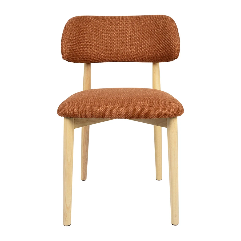 Chaise De Salle à Manger En Tissu Brique Et Hévéa - Elsy 1 Chaise De Salle à Manger En Tissu Brique Et Hévéa - Elsy