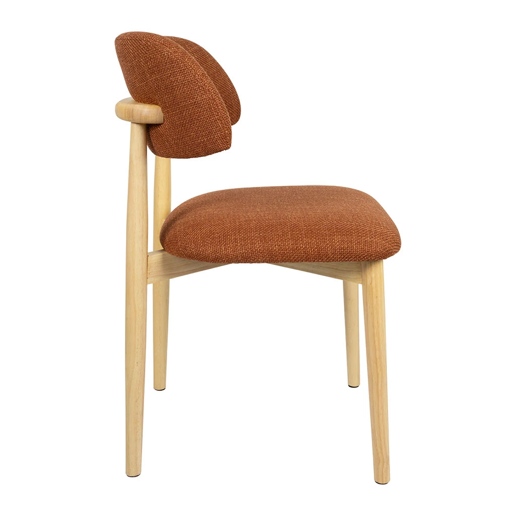 Chaise De Salle à Manger En Tissu Brique Et Hévéa - Elsy 3 Chaise De Salle à Manger En Tissu Brique Et Hévéa - Elsy – Image 3