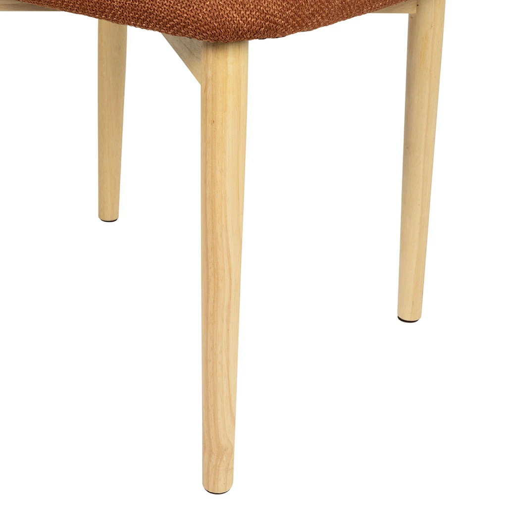 Chaise De Salle à Manger En Tissu Brique Et Hévéa - Elsy 4 Chaise De Salle à Manger En Tissu Brique Et Hévéa - Elsy – Image 4