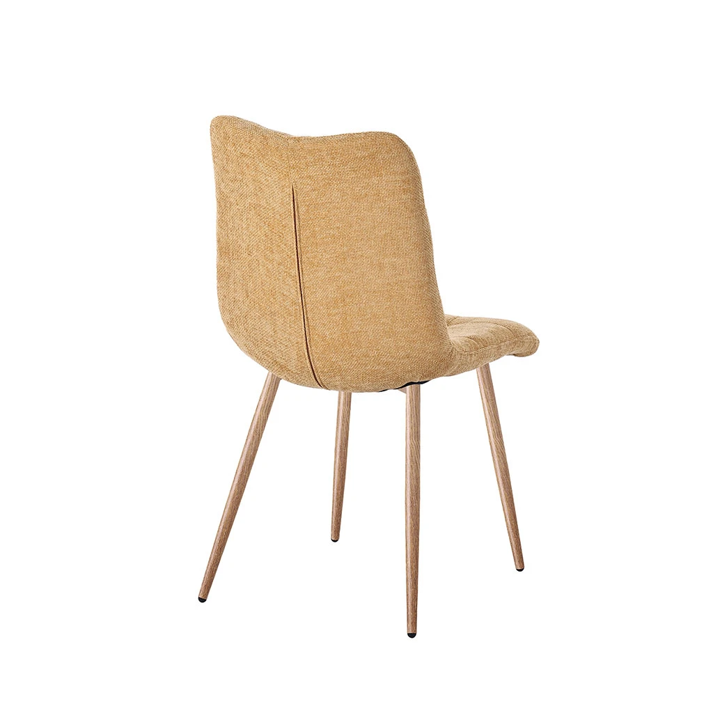 Chaise De Salle à Manger En Tissu Jaune Et Pieds En Métal Effet Bois - Oslo 5 Chaise De Salle à Manger En Tissu Jaune Et Pieds En Métal Effet Bois - Oslo – Image 5