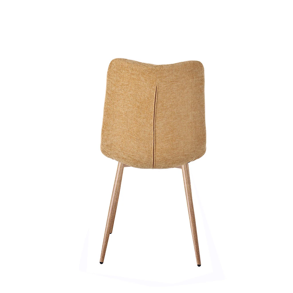 Chaise De Salle à Manger En Tissu Jaune Et Pieds En Métal Effet Bois - Oslo 4 Chaise De Salle à Manger En Tissu Jaune Et Pieds En Métal Effet Bois - Oslo – Image 4