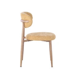 Chaise De Salle à Manger En Tissu Jaune Et Pieds En Métal Effet Bois - Copenhague -Magasin Général Pour La Maison chaise de salle a manger en tissu jaune et pieds en metal effet bois 698547 FRN03 WEB