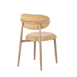 Chaise De Salle à Manger En Tissu Jaune Et Pieds En Métal Effet Bois - Copenhague -Magasin Général Pour La Maison chaise de salle a manger en tissu jaune et pieds en metal effet bois 698547 FRN04 WEB