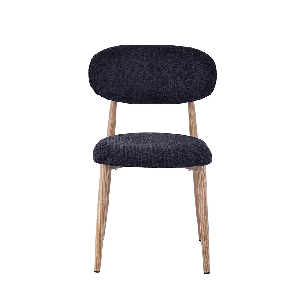 Chaise De Salle à Manger En Tissu Noir Et Pieds En Métal Effet Bois - Copenhague 2 Chaise De Salle à Manger En Tissu Noir Et Pieds En Métal Effet Bois - Copenhague – Image 2