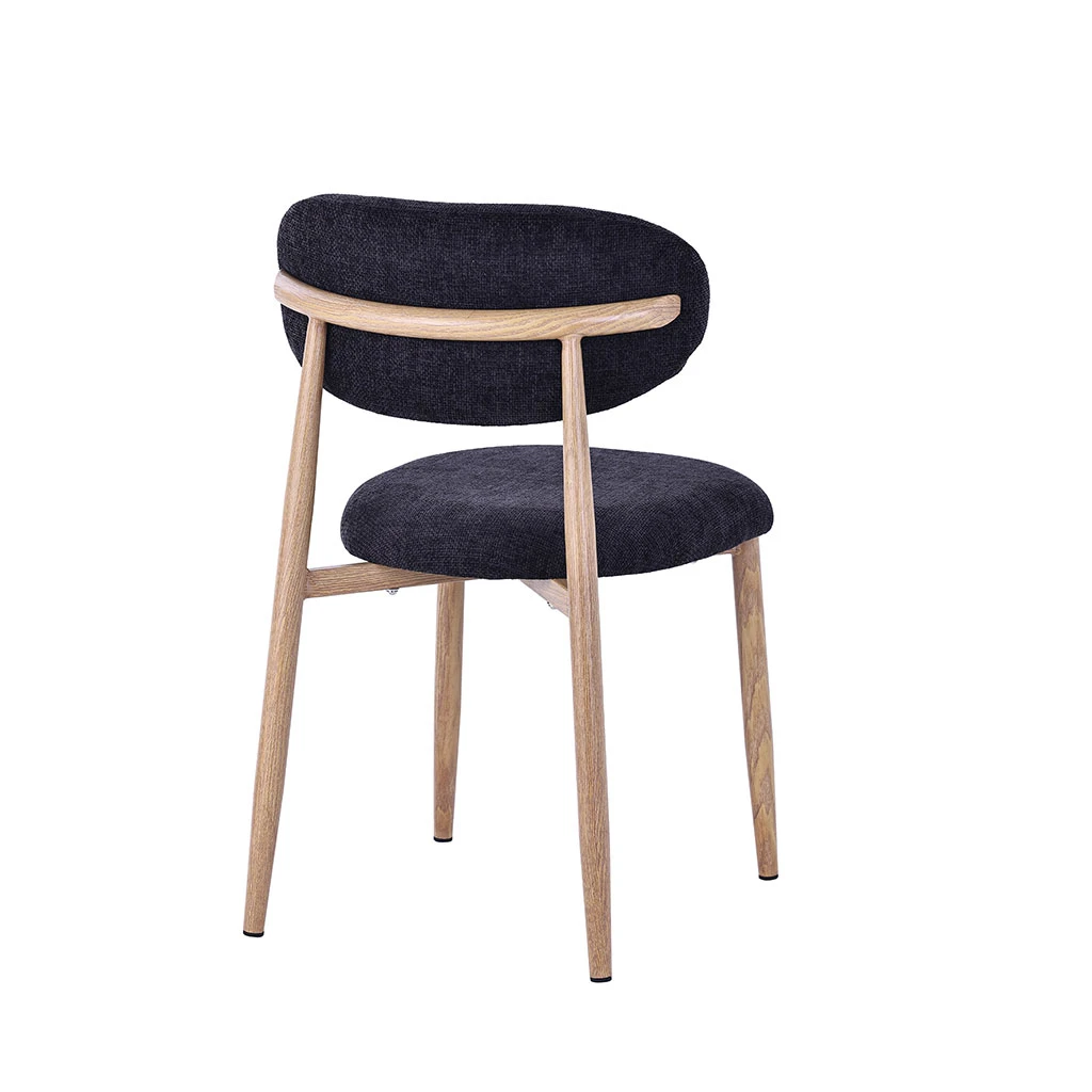 Chaise De Salle à Manger En Tissu Noir Et Pieds En Métal Effet Bois - Copenhague 5 Chaise De Salle à Manger En Tissu Noir Et Pieds En Métal Effet Bois - Copenhague – Image 5