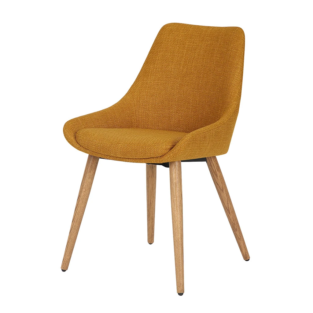 Chaise De Salle à Manger En Tissu Ocre - Ben 2 Chaise De Salle à Manger En Tissu Ocre - Ben – Image 2