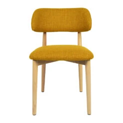 Chaise De Salle à Manger En Tissu Safran Et Hévéa - Elsy