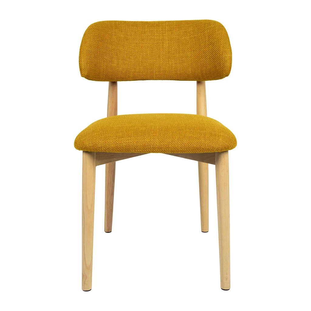Chaise De Salle à Manger En Tissu Safran Et Hévéa - Elsy 1 Chaise De Salle à Manger En Tissu Safran Et Hévéa - Elsy