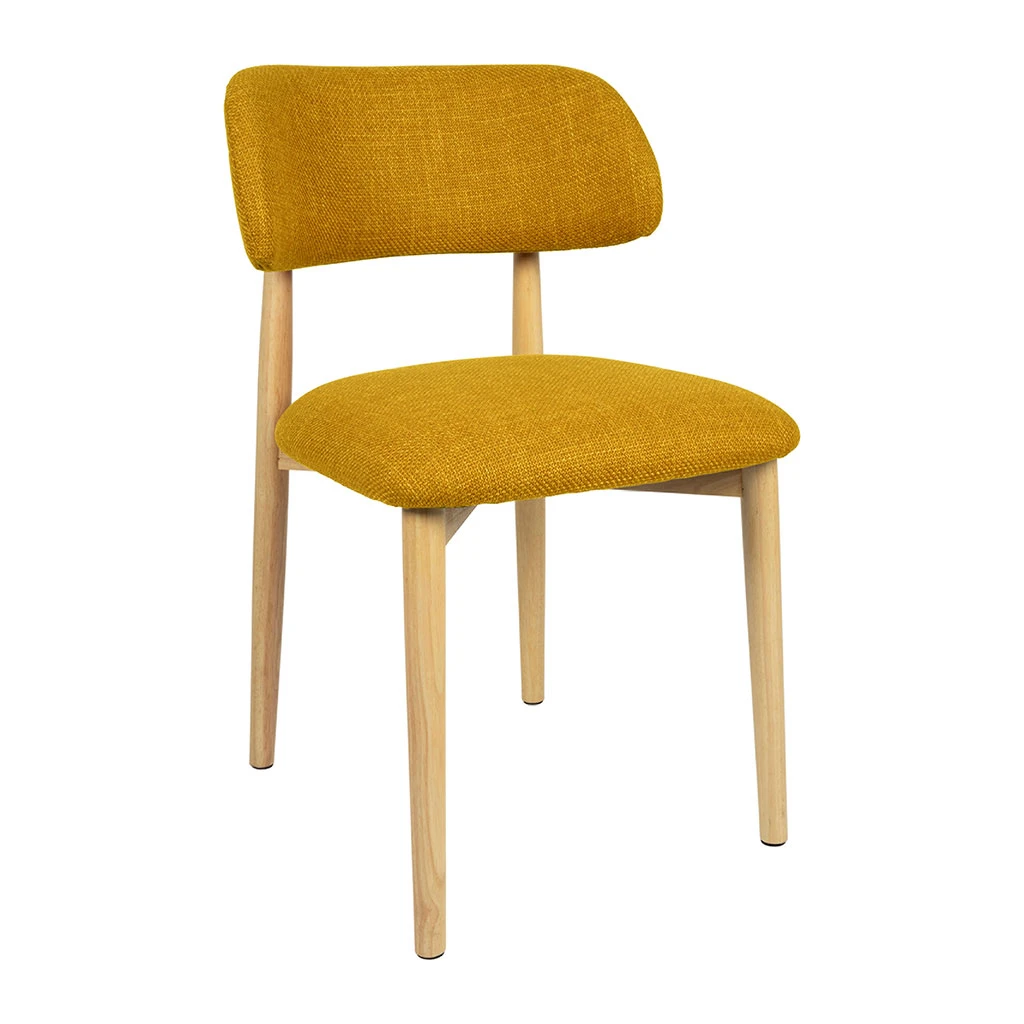 Chaise De Salle à Manger En Tissu Safran Et Hévéa - Elsy 2 Chaise De Salle à Manger En Tissu Safran Et Hévéa - Elsy – Image 2