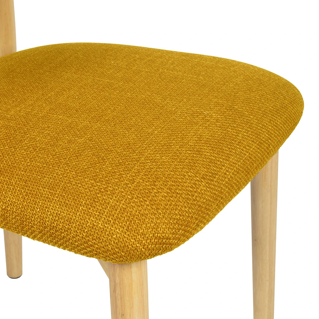 Chaise De Salle à Manger En Tissu Safran Et Hévéa - Elsy 5 Chaise De Salle à Manger En Tissu Safran Et Hévéa - Elsy – Image 5