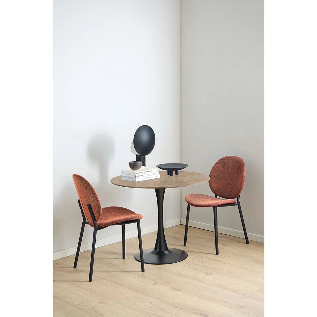 Chaise De Salle à Manger En Tissu Terracotta - Caso 3 Chaise De Salle à Manger En Tissu Terracotta - Caso – Image 3